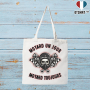 Tote bag coton recyclé motard un jour