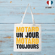 Tote bag coton recyclé motard un jour motard toujours