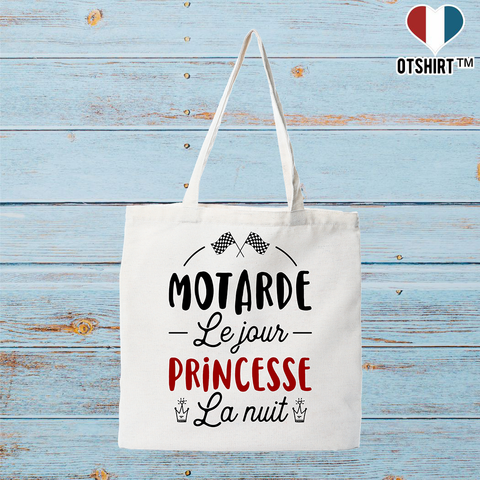 Tote bag coton recyclé motarde et princesse