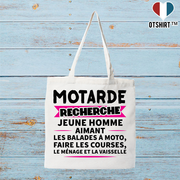 Tote bag coton recyclé motarde recherche