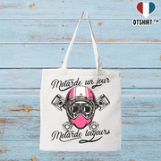 Tote bag coton recyclé motarde un jour