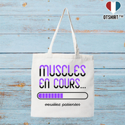 Tote bag coton recyclé muscles en cours