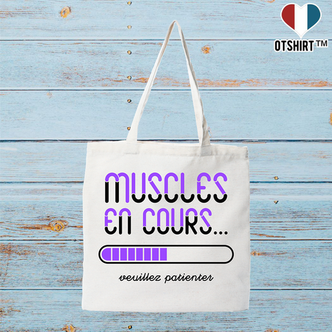 Tote bag coton recyclé muscles en cours