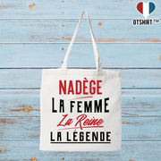Tote bag coton recyclé nadège la femme la reine la légende