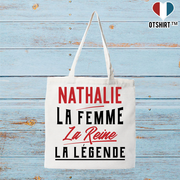 Tote bag coton recyclé nathalie la femme la reine la légende