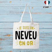 Tote bag coton recyclé neveu en or 2