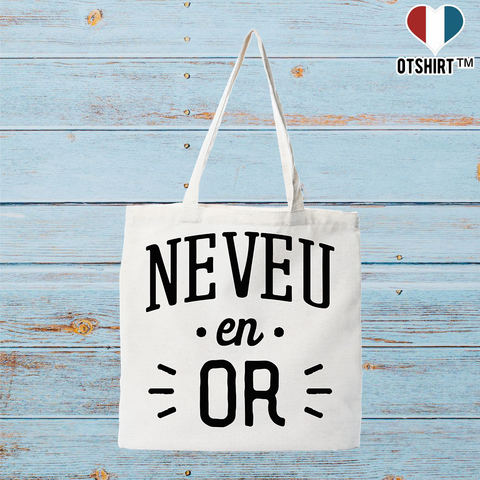 Tote bag coton recyclé neveu en or