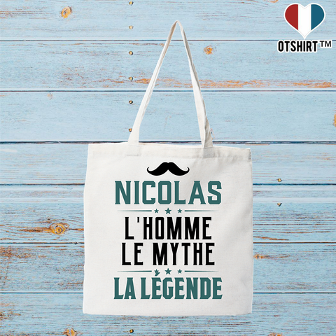 Tote bag coton recyclé nicolas l'homme le mythe la légende