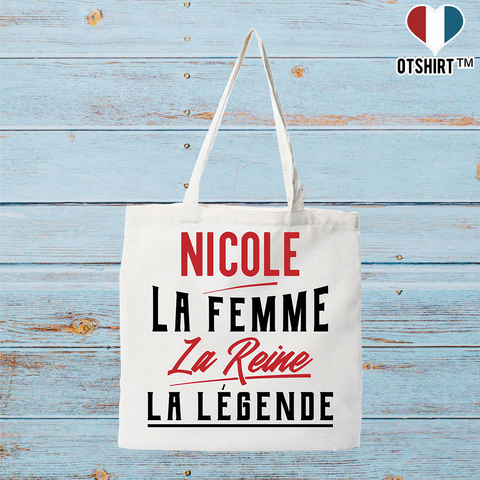 Tote bag coton recyclé nicole la femme la reine la légende