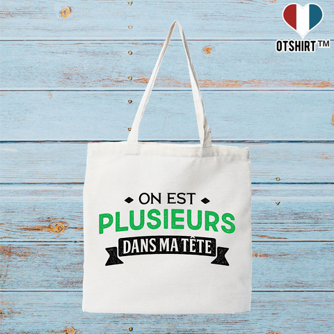 Tote bag coton recyclé on est plusieurs dans ma tête