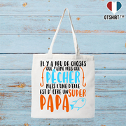 Tote bag coton recyclé pêcheur et super papa