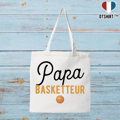 Tote bag coton recyclé papa & basketteur