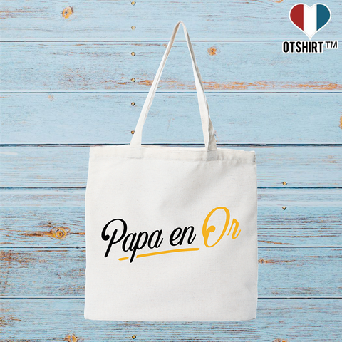 Tote bag coton recyclé papa en or