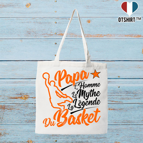 Tote bag coton recyclé papa la légende du basket