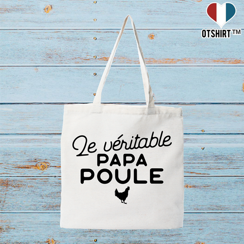 Tote bag coton recyclé papa poule 2