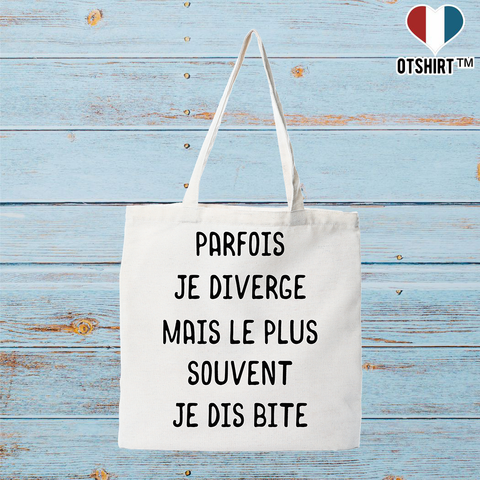 Tote bag coton recyclé parfois je diverge