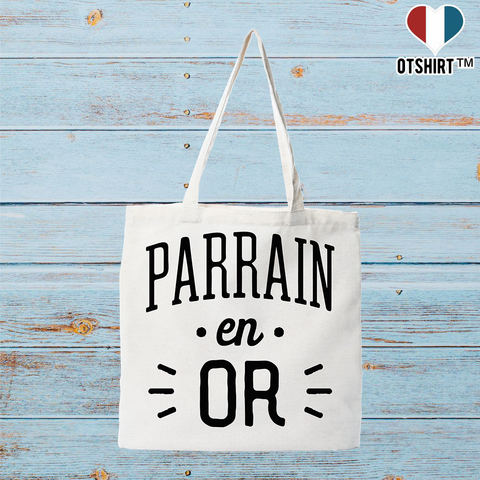 Tote bag coton recyclé parrain en or