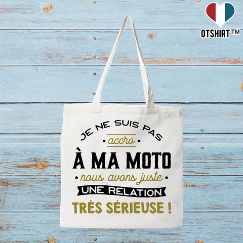 Tote bag coton recyclé pas accro à ma moto 2