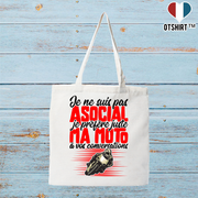 Tote bag coton recyclé pas asocial moto
