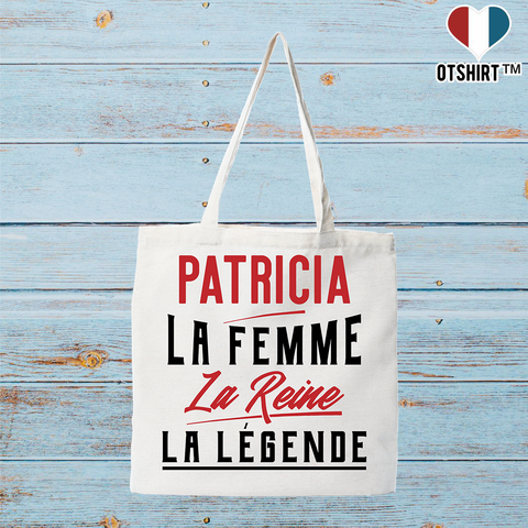 Tote bag coton recyclé patricia la femme la reine la légende