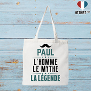 Tote bag coton recyclé paul l'homme le mythe la légende