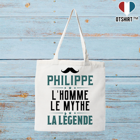 Tote bag coton recyclé philippe l'homme le mythe la légende