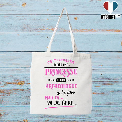 Tote bag coton recyclé princesse et archéologue