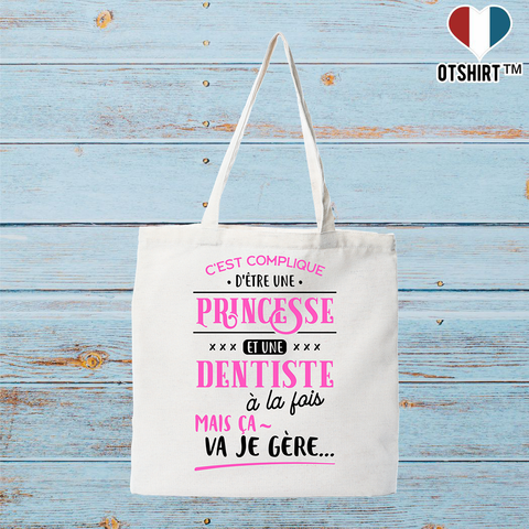 Tote bag coton recyclé princesse et dentiste