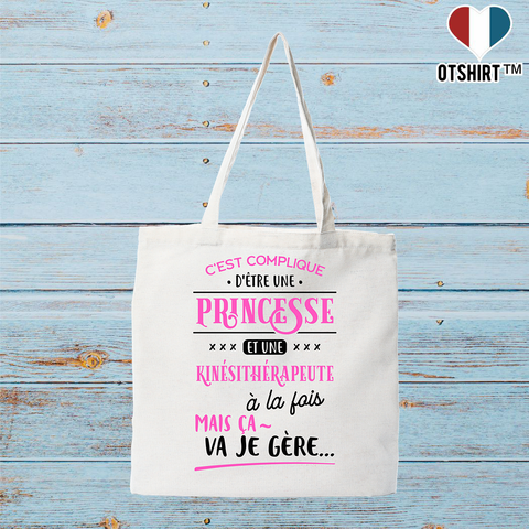 Tote bag coton recyclé princesse et kinesitherapeute