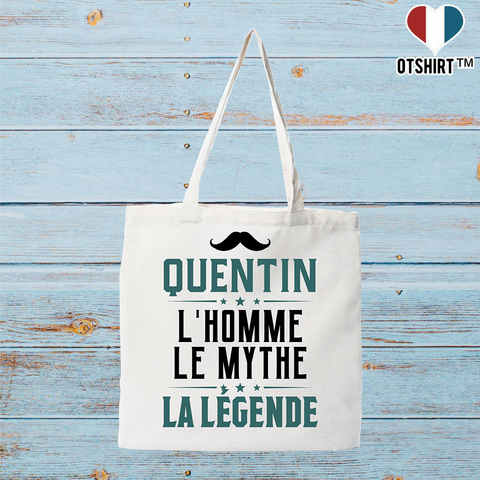 Tote bag coton recyclé quentin l'homme le mythe la légende