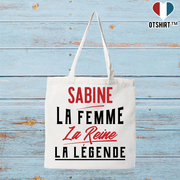 Tote bag coton recyclé sabine la femme la reine la légende