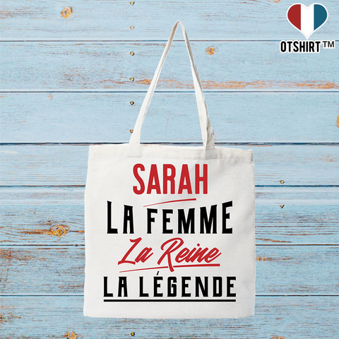 Tote bag coton recyclé sarah la femme la reine la légende