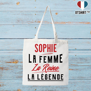 Tote bag coton recyclé sophie la femme la reine la légende