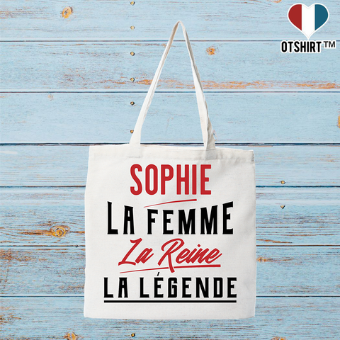 Tote bag coton recyclé sophie la femme la reine la légende