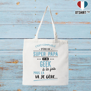 Tote bag coton recyclé super papa et geek