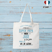 Tote bag coton recyclé super papa et juge