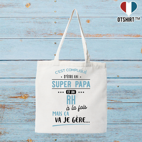 Tote bag coton recyclé super papa et rh