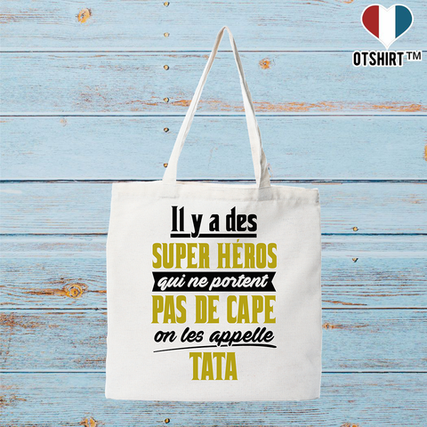 Tote bag coton recyclé tata super héro