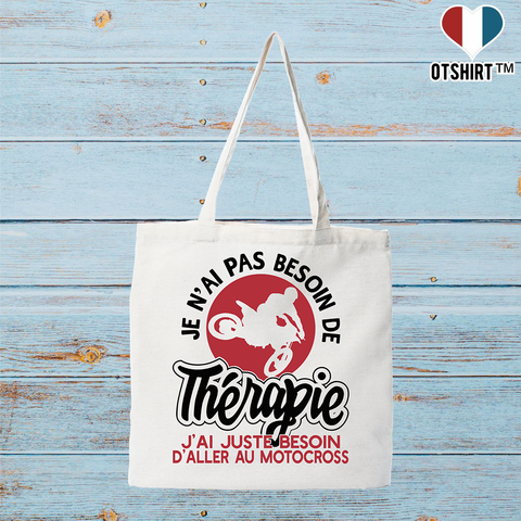 Tote bag coton recyclé thérapie motocross