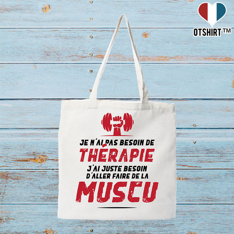 Tote bag coton recyclé thérapie muscu