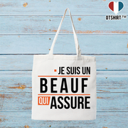 Tote bag coton recyclé un beauf qui assure