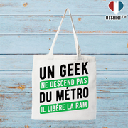 Tote bag coton recyclé un geek libère la ram