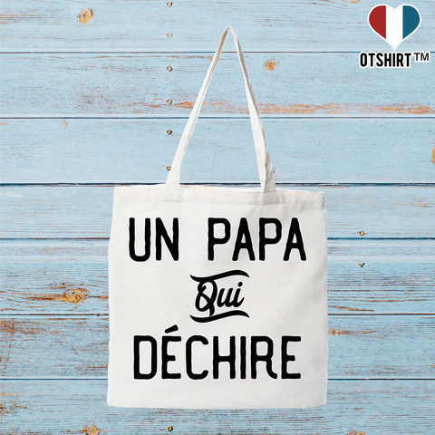 Tote bag coton recyclé un papa qui déchire