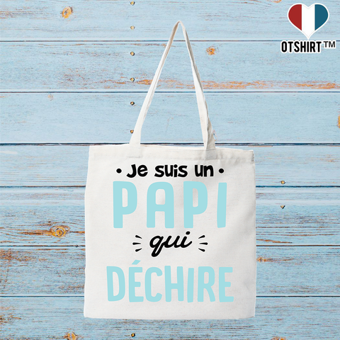 Tote bag coton recyclé un papi qui déchire 2