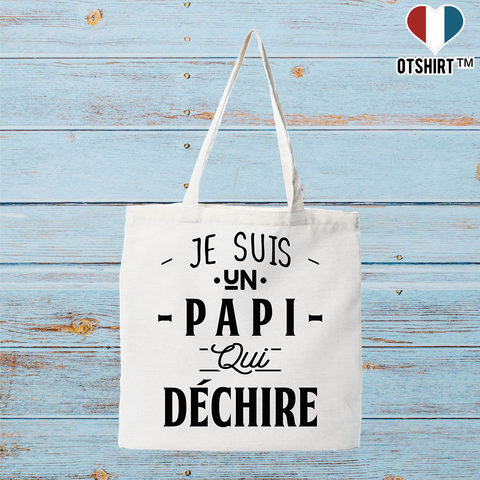 Tote bag coton recyclé un papi qui déchire 3