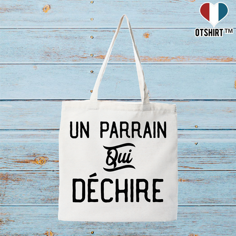 Tote bag coton recyclé un parrain qui déchire