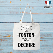 Tote bag coton recyclé un tonton qui déchire 2