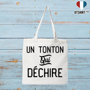 Tote bag coton recyclé un tonton qui déchire 3
