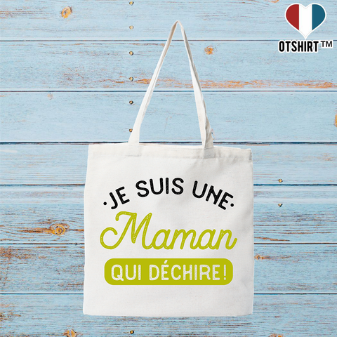 Tote bag coton recyclé une maman qui déchire