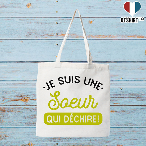 Tote bag coton recyclé une soeur qui déchire